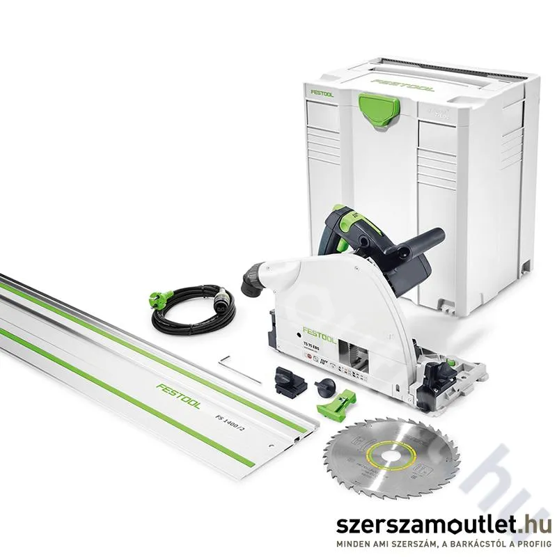 FESTOOL TS 75 EBQ-Plus-FS Merülőfűrész Systainer-ben vezetősínnel (1600W/210mm)