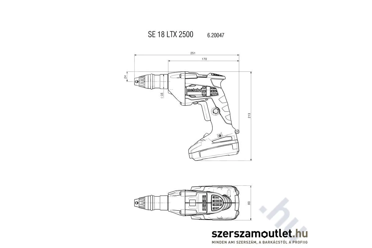 METABO SE 18 LTX 2500 Akkus gipszkarton csavarbehajtó MetaLoc kofferben (Akku és töltő nélkül!)
