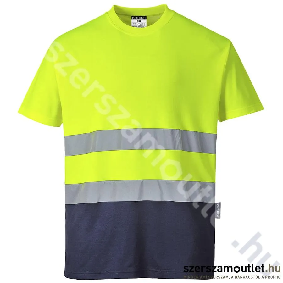 PORTWEST S173 COTTON COMFORT Kéttónusú póló [Citrom/Tengerészkék] (S173YNR)