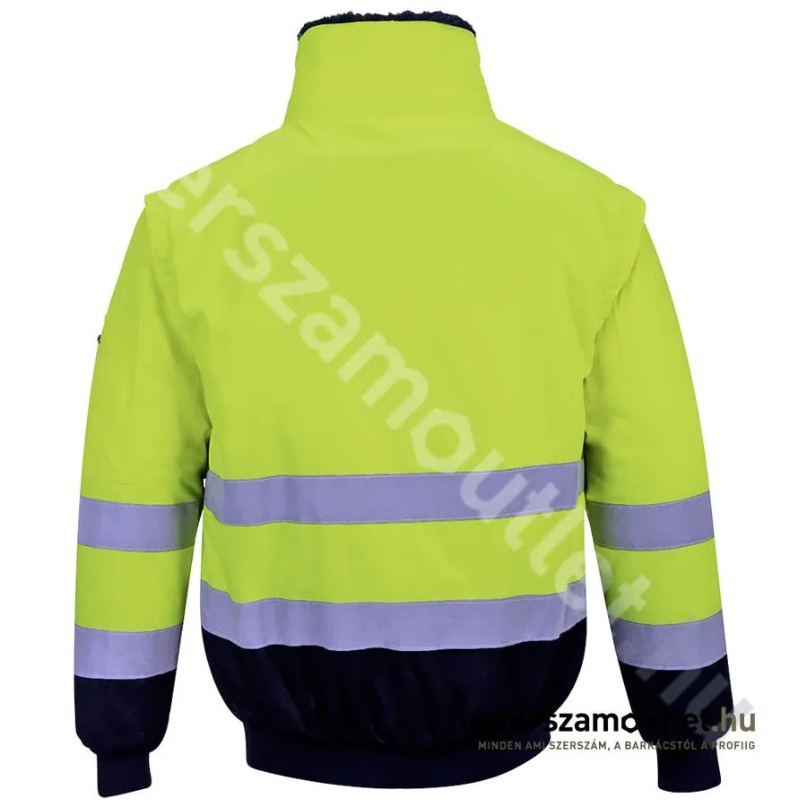 PORTWEST PJ50 Hi-Vis 3 az 1-ben Jól láthatósági pilóta kabát [Citrom/Tengerészkék] (PJ50YNR)