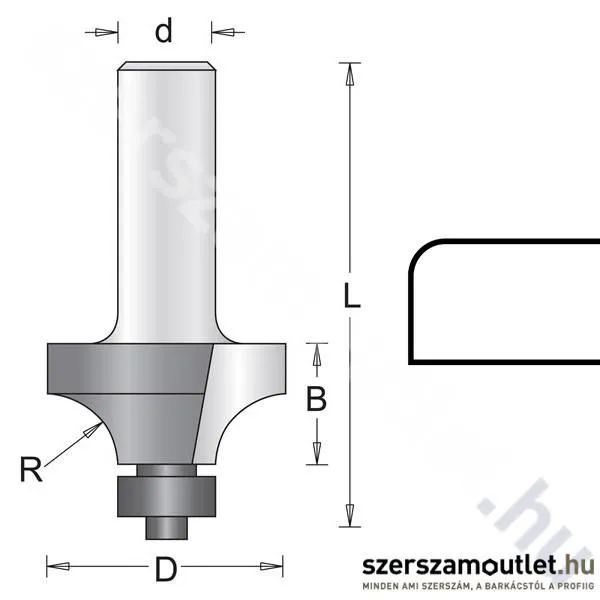 HIKOKI Lekerekítőmaró kés d:8/D:28,6/B:13,5/L:56/R:7,9mm