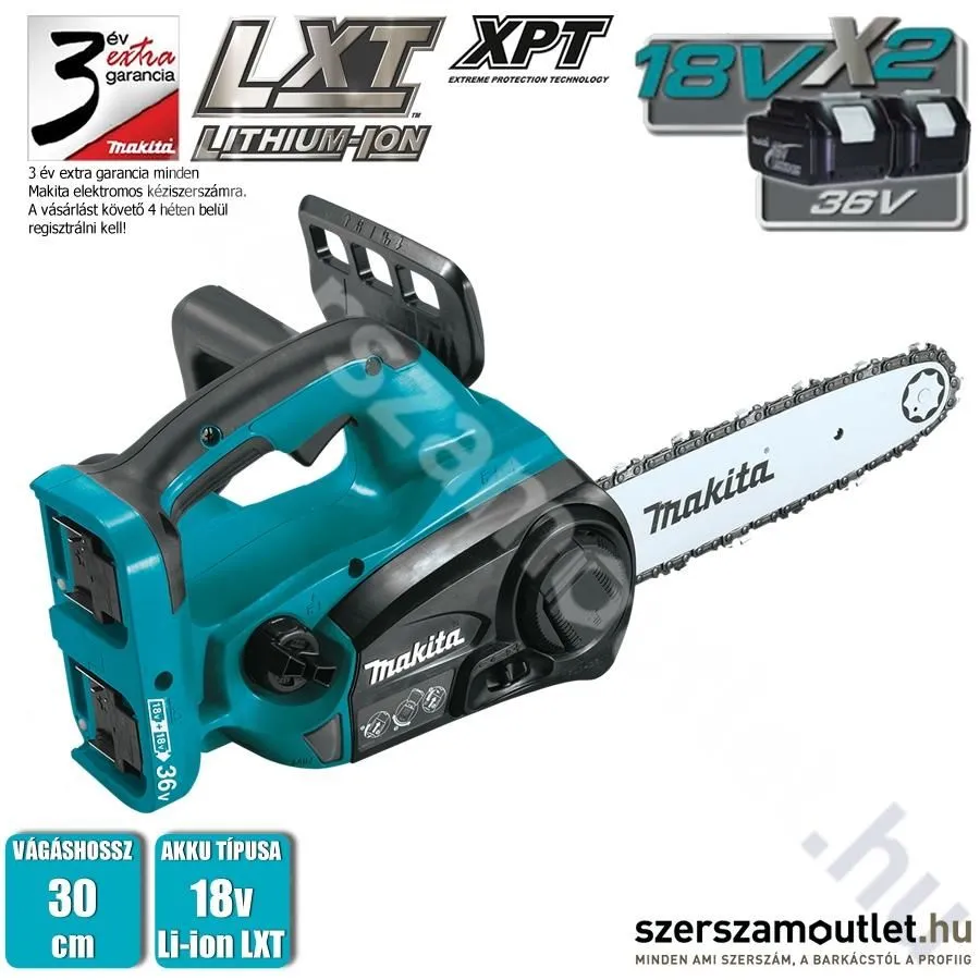 MAKITA DUC302Z Akkus láncfűrész 30cm (2x18V) (Akku és töltő nélkül!)