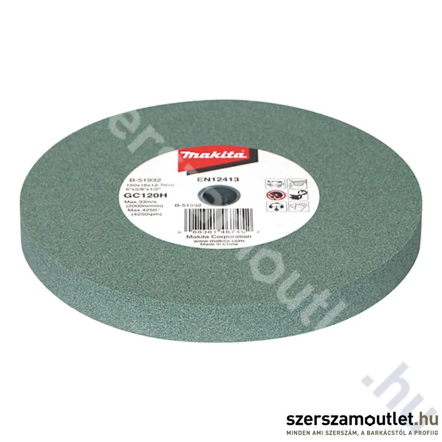 MAKITA Köszörűkorong 150x16x12,7mm GC120 ZÖLD (A-47204, B-51932)