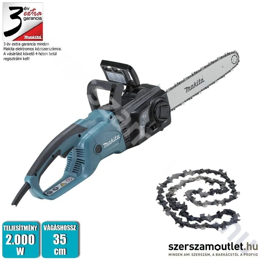 MAKITA UC3551AX1 Elektromos láncfűrész + lánc (2.000W/35cm)