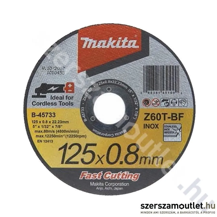 MAKITA Vágókorong 125x0,8 mm Akkus sarokcsiszolóhoz (B-45733)