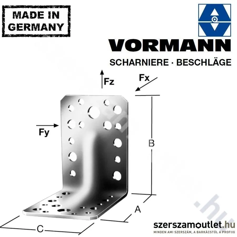 VORMANN Derékszög lemez erősített 106x106x90mm