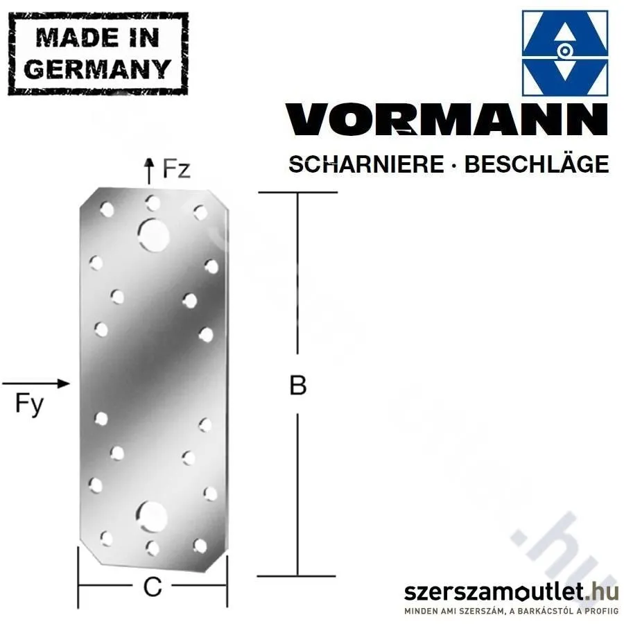 VORMANN Perforált lemez 116x45x2,5mm