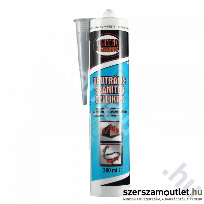 UNITED SEALANTS Neutrális szaniter szilikon, transzparens, 280ml (US1030)